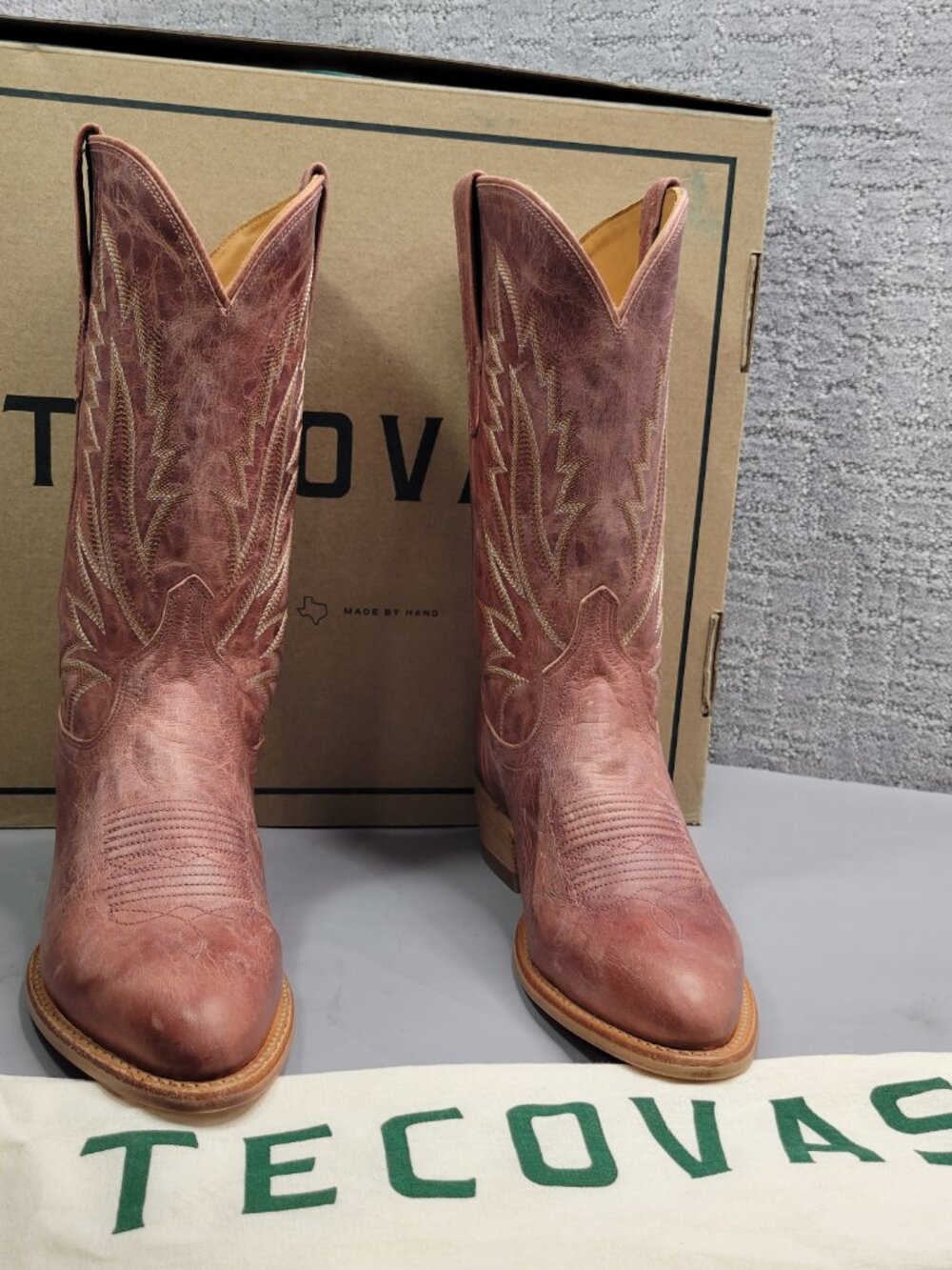 Tecovas the Jamie Women's Size US 8.5B Pink Frost Leather Cowgirl Boots - Picture 10 of 13